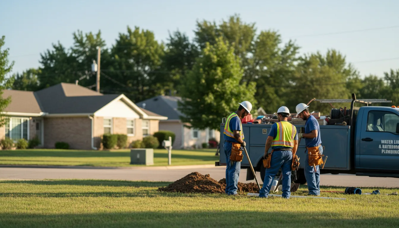 Residential water line and bathroom plumbing service in Marquez, TX